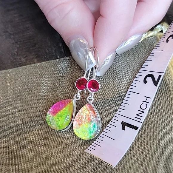 Dichroic Glass Earrings - Picture 5 of 6